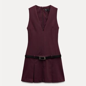 ZARA BELTED BOX PLEAT DRESS